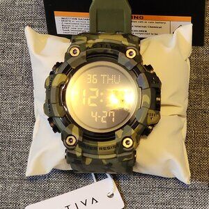 NEW IN BOX Activa X Invicta Digital Watch 56mm Camouflage Green (ACW1968-001)